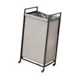 Maxbell Rolling Laundry Basket Cart Storage Container for Travel Bedroom Living Room Black Gray