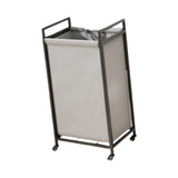 Maxbell Rolling Laundry Basket Cart Storage Container for Travel Bedroom Living Room Black Gray