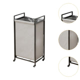 Maxbell Rolling Laundry Basket Cart Storage Container for Travel Bedroom Living Room Black Gray