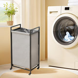 Maxbell Rolling Laundry Basket Cart Storage Container for Travel Bedroom Living Room Black Gray