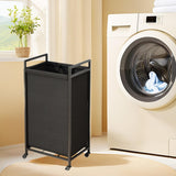 Maxbell Rolling Laundry Basket Cart Storage Container for Travel Bedroom Living Room Black