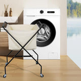 Maxbell Foldable Laundry Hamper with Wheels Multifunctional Sturdy Beige Laundry Bag