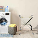 Maxbell Foldable Laundry Hamper with Wheels Multifunctional Sturdy Beige Laundry Bag