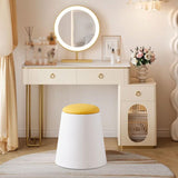 Maxbell Storage Ottoman Padded Seat Footrest Stool for Doorway Apartment Living Room White
