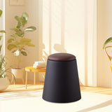 Maxbell Storage Ottoman Padded Seat Footrest Stool for Doorway Apartment Living Room Black