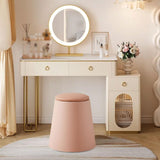 Maxbell Storage Ottoman Padded Seat Footrest Stool for Doorway Apartment Living Room Pink