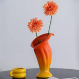 Maxbell Flower Vase Flower Container Nordic Ceramic Vase for Home Bedroom Decoration Orange