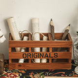 Maxbell Desktop Storage Box Wooden Caddy for Study Room Home School Scissors Erasers