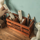Maxbell Desktop Storage Box Wooden Caddy for Study Room Home School Scissors Erasers