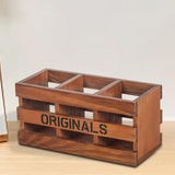 Maxbell Desktop Storage Box Wooden Caddy for Study Room Home School Scissors Erasers