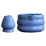 Maxbell Matcha Whisk Set Accessories Craft Tea Ceremony Matcha Bowl and Whisk Holder Blue