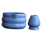 Maxbell Matcha Whisk Set Accessories Craft Tea Ceremony Matcha Bowl and Whisk Holder Blue