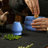 Maxbell Matcha Whisk Set Accessories Craft Tea Ceremony Matcha Bowl and Whisk Holder Blue
