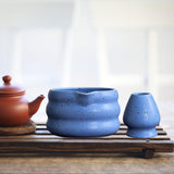 Maxbell Matcha Whisk Set Accessories Craft Tea Ceremony Matcha Bowl and Whisk Holder Blue