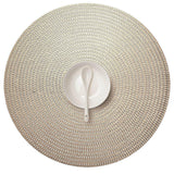 Maxbell Round Woven Placemat PVC Table Mat for Dining Table Countertop Table Setting Golden