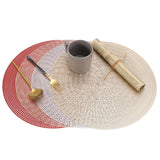 Maxbell Round Woven Placemat PVC Table Mat for Dining Table Countertop Table Setting Golden