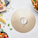 Maxbell Round Woven Placemat PVC Table Mat for Dining Table Countertop Table Setting Golden