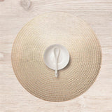 Maxbell Round Woven Placemat PVC Table Mat for Dining Table Countertop Table Setting Golden