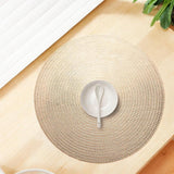 Maxbell Round Woven Placemat PVC Table Mat for Dining Table Countertop Table Setting Golden