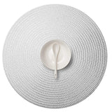 Maxbell Round Woven Placemat PVC Table Mat for Dining Table Countertop Table Setting Silver