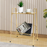 Maxbell Metal Side Table Modern Indoor Plants Holder for Bedroom Balcony Small Space Gold