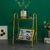 Maxbell Metal Side Table Modern Indoor Plants Holder for Bedroom Balcony Small Space Gold
