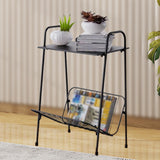Maxbell Metal Side Table Modern Indoor Plants Holder for Bedroom Balcony Small Space Black