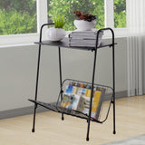 Maxbell Metal Side Table Modern Indoor Plants Holder for Bedroom Balcony Small Space Black