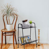 Maxbell Metal Side Table Modern Indoor Plants Holder for Bedroom Balcony Small Space Black
