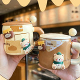 Maxbell Ceramic Coffee Mug Lovely Animal Breakfast Cup for Latte Birthday Gift Style A