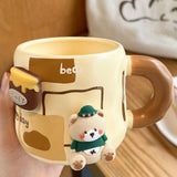 Maxbell Ceramic Coffee Mug Lovely Animal Breakfast Cup for Latte Birthday Gift Style A