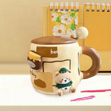 Maxbell Ceramic Coffee Mug Lovely Animal Breakfast Cup for Latte Birthday Gift Style A