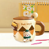 Maxbell Ceramic Coffee Mug Lovely Animal Breakfast Cup for Latte Birthday Gift Style C