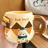 Maxbell Ceramic Coffee Mug Lovely Animal Breakfast Cup for Latte Birthday Gift Style C