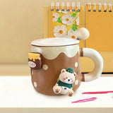 Maxbell Ceramic Coffee Mug Lovely Animal Breakfast Cup for Latte Birthday Gift Style D