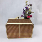 Maxbell Bamboo Woven Basket Container with Foldable Handle for Fruits Mooncake Bread