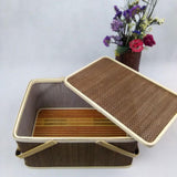 Maxbell Bamboo Woven Basket Container with Foldable Handle for Fruits Mooncake Bread