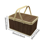 Maxbell Bamboo Woven Basket Container with Foldable Handle for Fruits Mooncake Bread