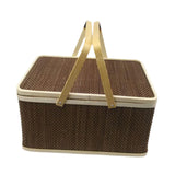 Maxbell Bamboo Woven Basket Container with Foldable Handle for Fruits Mooncake Bread