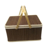 Maxbell Bamboo Woven Basket Container with Foldable Handle for Fruits Mooncake Bread