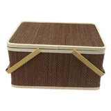 Maxbell Bamboo Woven Basket Container with Foldable Handle for Fruits Mooncake Bread
