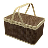 Maxbell Bamboo Woven Basket Container with Foldable Handle for Fruits Mooncake Bread