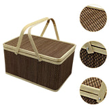 Maxbell Bamboo Woven Basket Container with Foldable Handle for Fruits Mooncake Bread