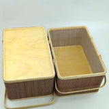 Maxbell Bamboo Woven Basket Container with Foldable Handle for Fruits Mooncake Bread
