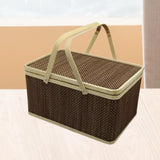 Maxbell Bamboo Woven Basket Container with Foldable Handle for Fruits Mooncake Bread