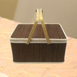 Maxbell Bamboo Woven Basket Container with Foldable Handle for Fruits Mooncake Bread