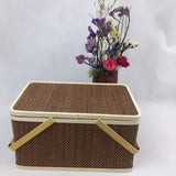 Maxbell Bamboo Woven Basket Container with Foldable Handle for Fruits Mooncake Bread