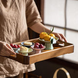 Maxbell Bamboo Serving Tray Handmade Food Storage Plate for Fruit Living Room Office