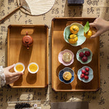 Maxbell Bamboo Serving Tray Handmade Food Storage Plate for Fruit Living Room Office