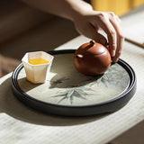 Maxbell Gongfu Tea Tray Fruit Platter Water Absorbing Round for Household Table Home